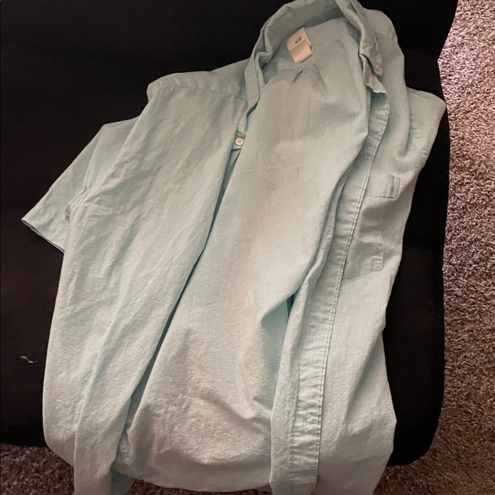 H&M Men's Light Blue Short Sleeve Shirt